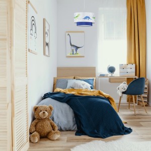 Relaxdays Hängelampe Stoff Kunststoff Metall Weiß Blau 126 cm x 30 cm 0,5 kg