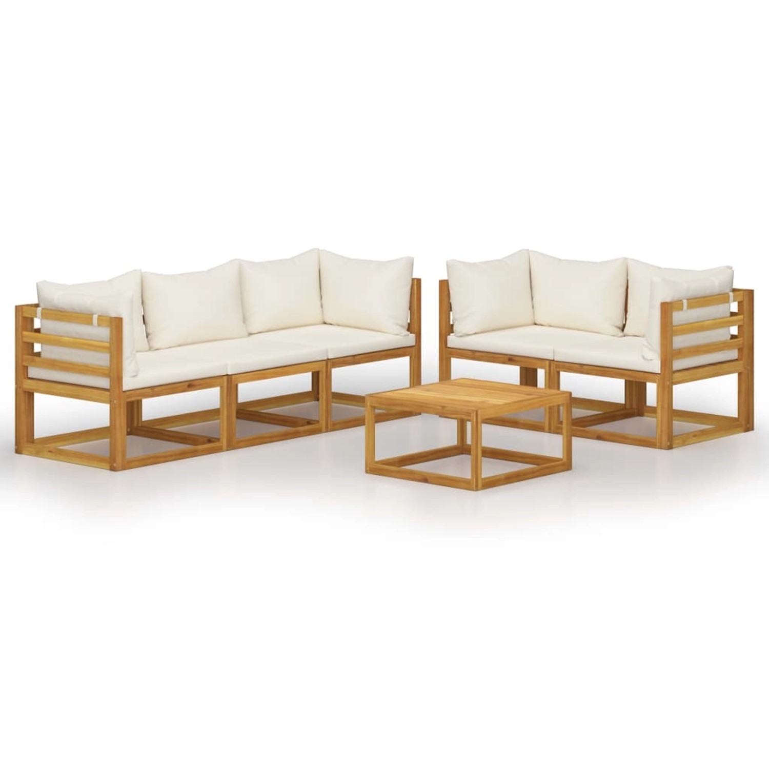 vidaXL 6-tlg Garten-Lounge-Set mit Auflagen Creme Massivholz Akazie Modell 3