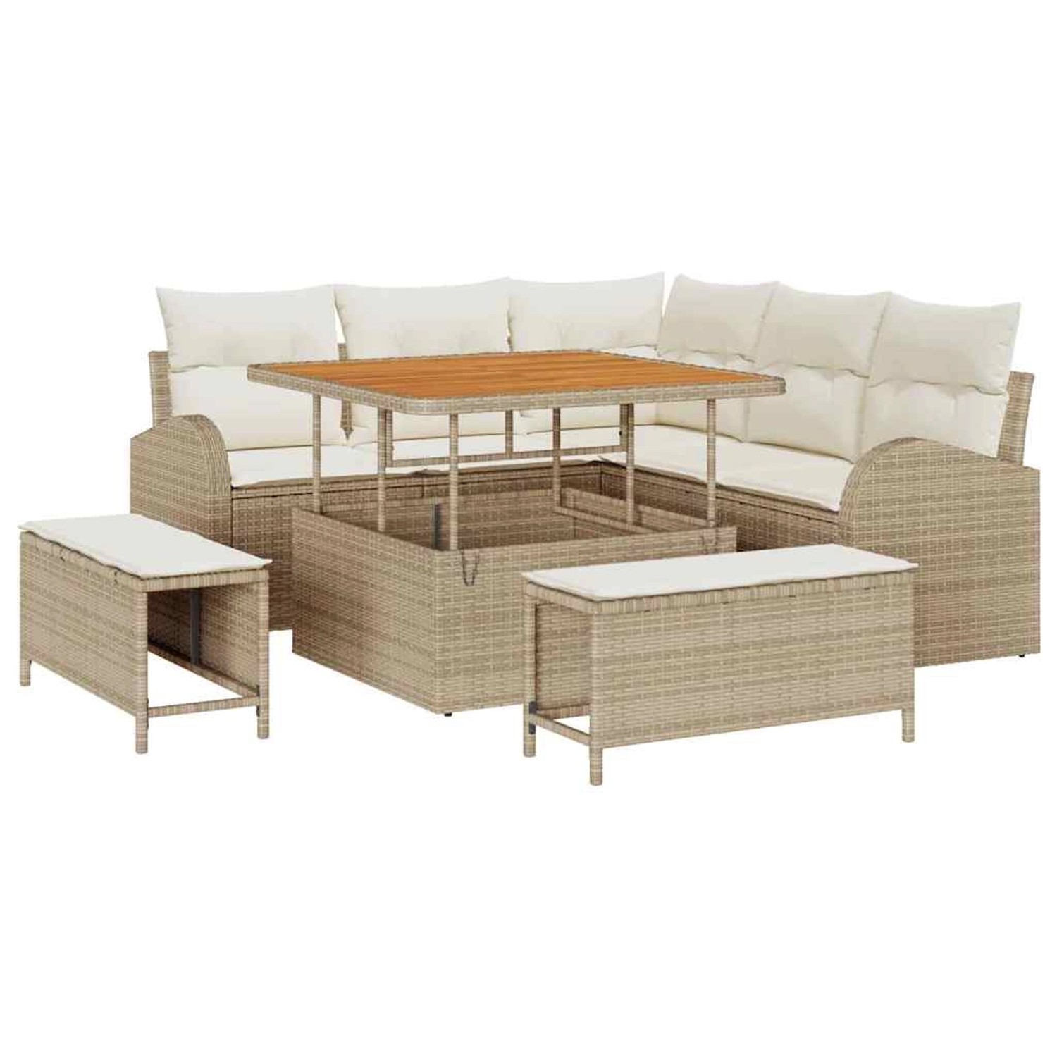 vidaXL Garten-Sofa-Set mit Kissen 8-Tlg Beige Poly Rattan 3362386 günstig online kaufen