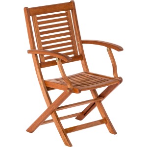 Brauner Gartenklappsessel Cordoba aus geöltem Eukalyptusholz, 2er Set.