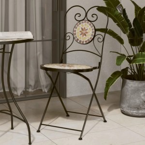 vidaXL Bistrostühle 2 Stk Klappbar Terrakottarot und Weiß Keramik 4003407