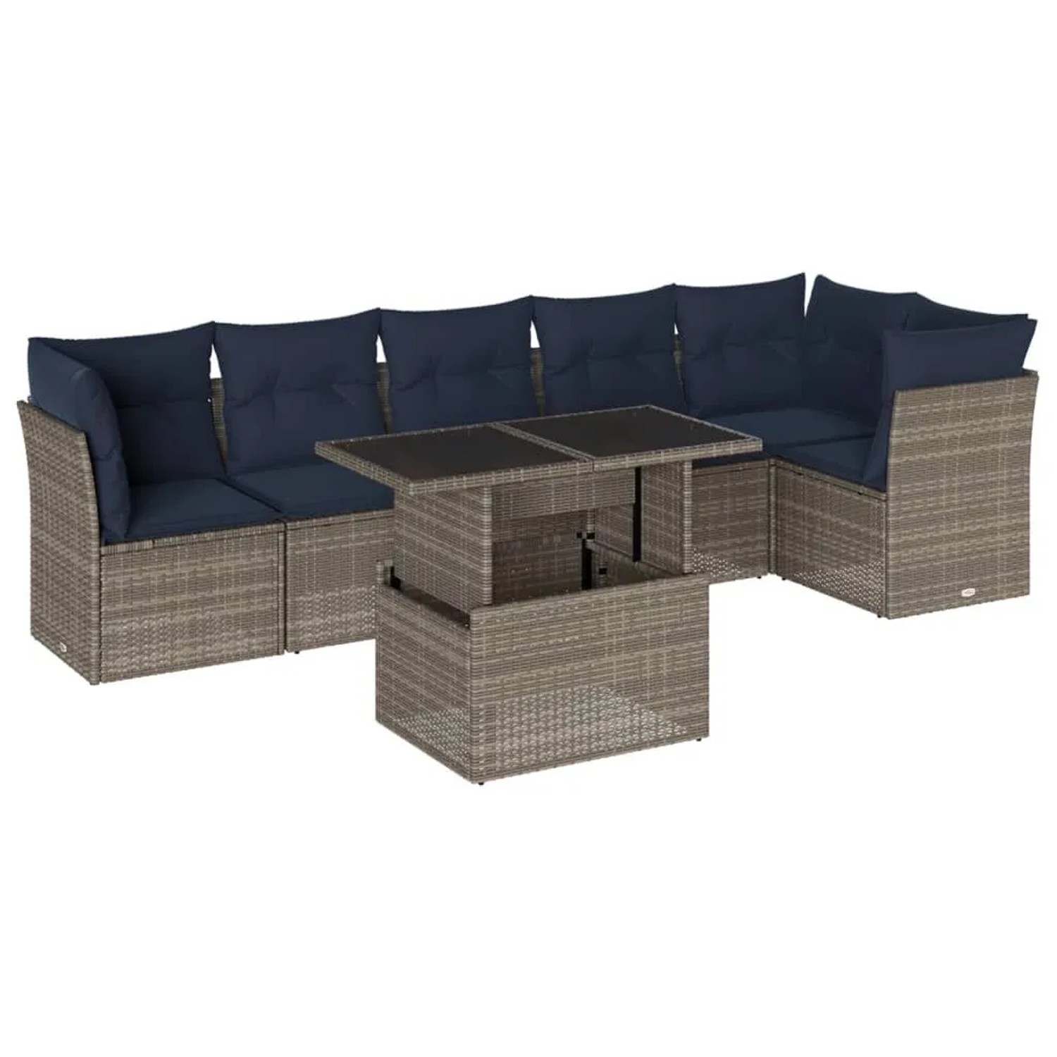 vidaXL 7-Tlg Gartensofa-Set mit Kissen Grau Polyrattan 3266601 günstig online kaufen