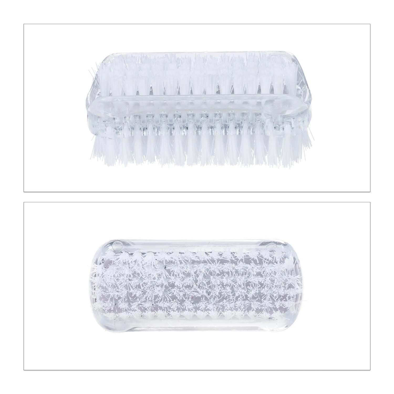 Relaxdays Nagelbürste Kunststoff Transparent 8er Set 3,5 cm x 8,5 cm x 3,5 cm