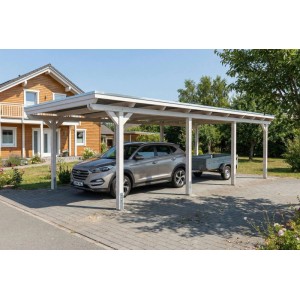 Skan Holz Carport Emsland EPDM-Dach 402 cm x 846 cm Weiß