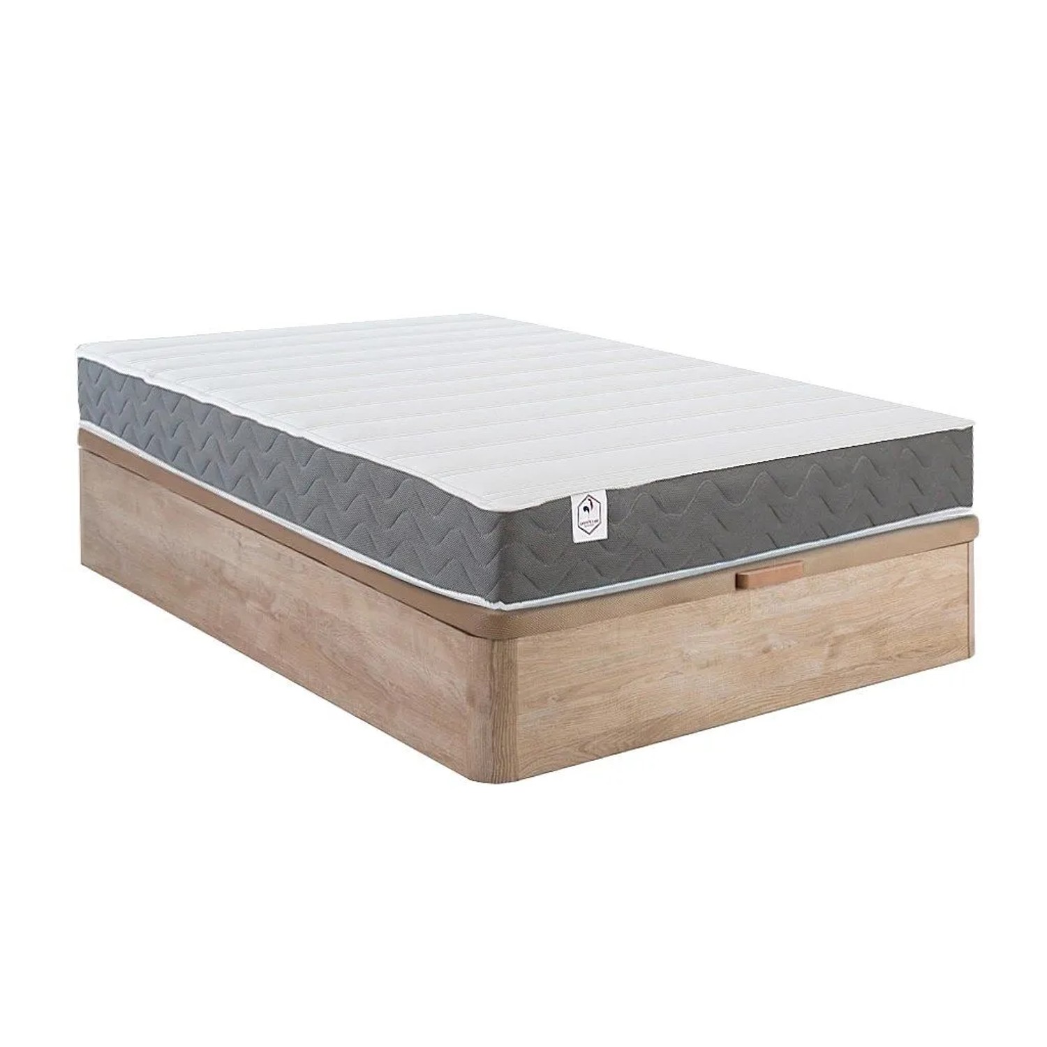 Vente-unique Matratze Und Bettgestell Mit Lattenrost Und Bettkasten Heaven Naturfarben Hell 200 cm
