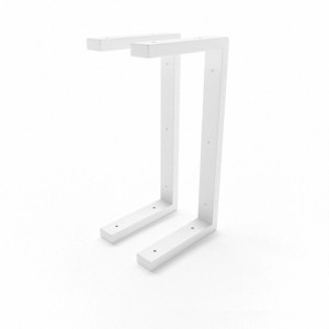 Zwei weiße, L-förmige HEVVA LAHN Waschtisch-Regalhalterungen aus Metall, 20 cm tief, für stabile Wandmontage.