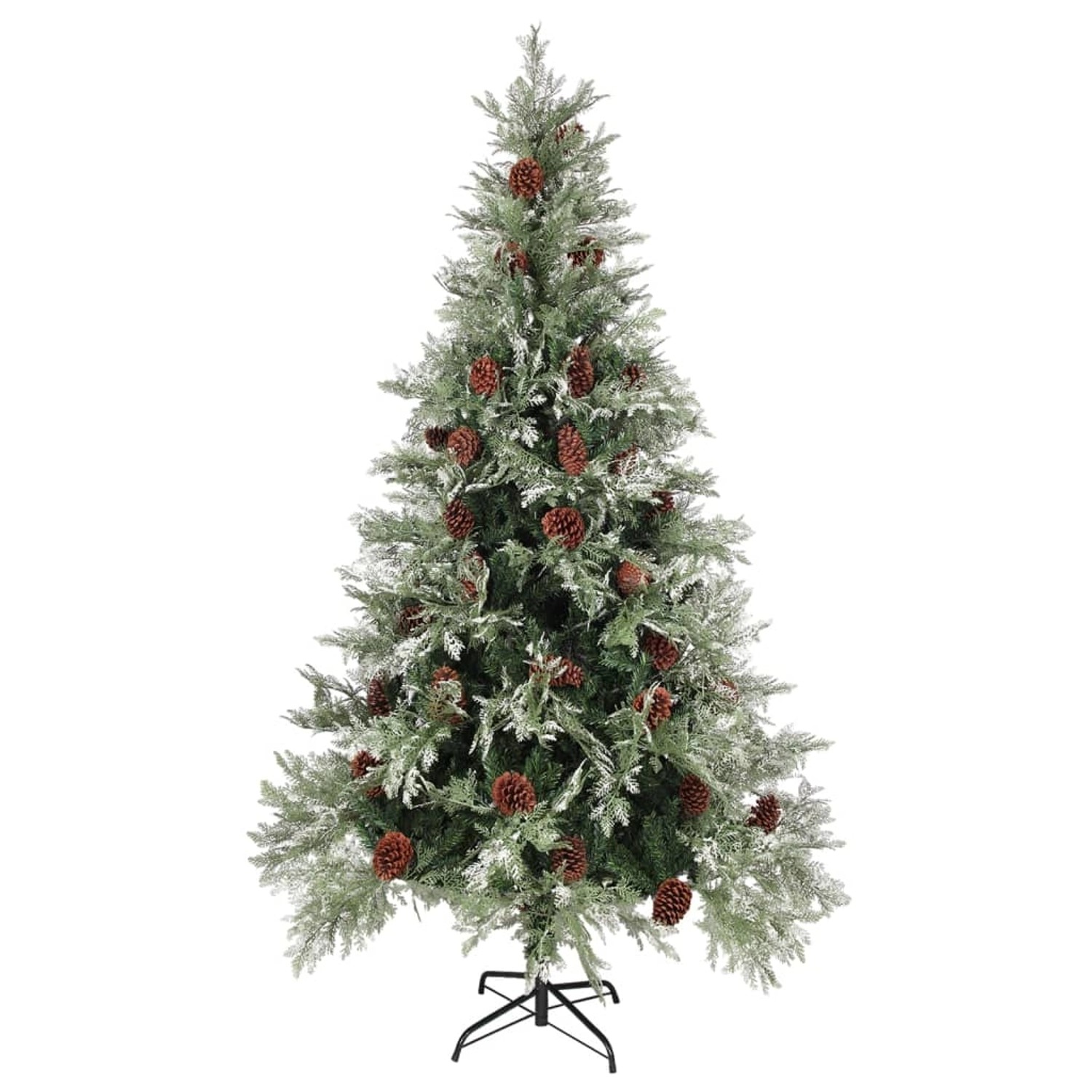 vidaXL Weihnachtsbaum mit LEDs&Kiefernzapfen Grün&Weiß 195 cm PVC & PE