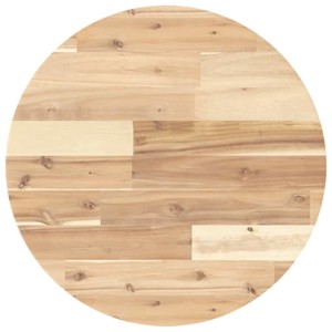 Runde vidaXL Tischplatte aus unbehandeltem Akazien Massivholz, Ø50cm. Helle Holzmaserung, ideal für Möbelbau.