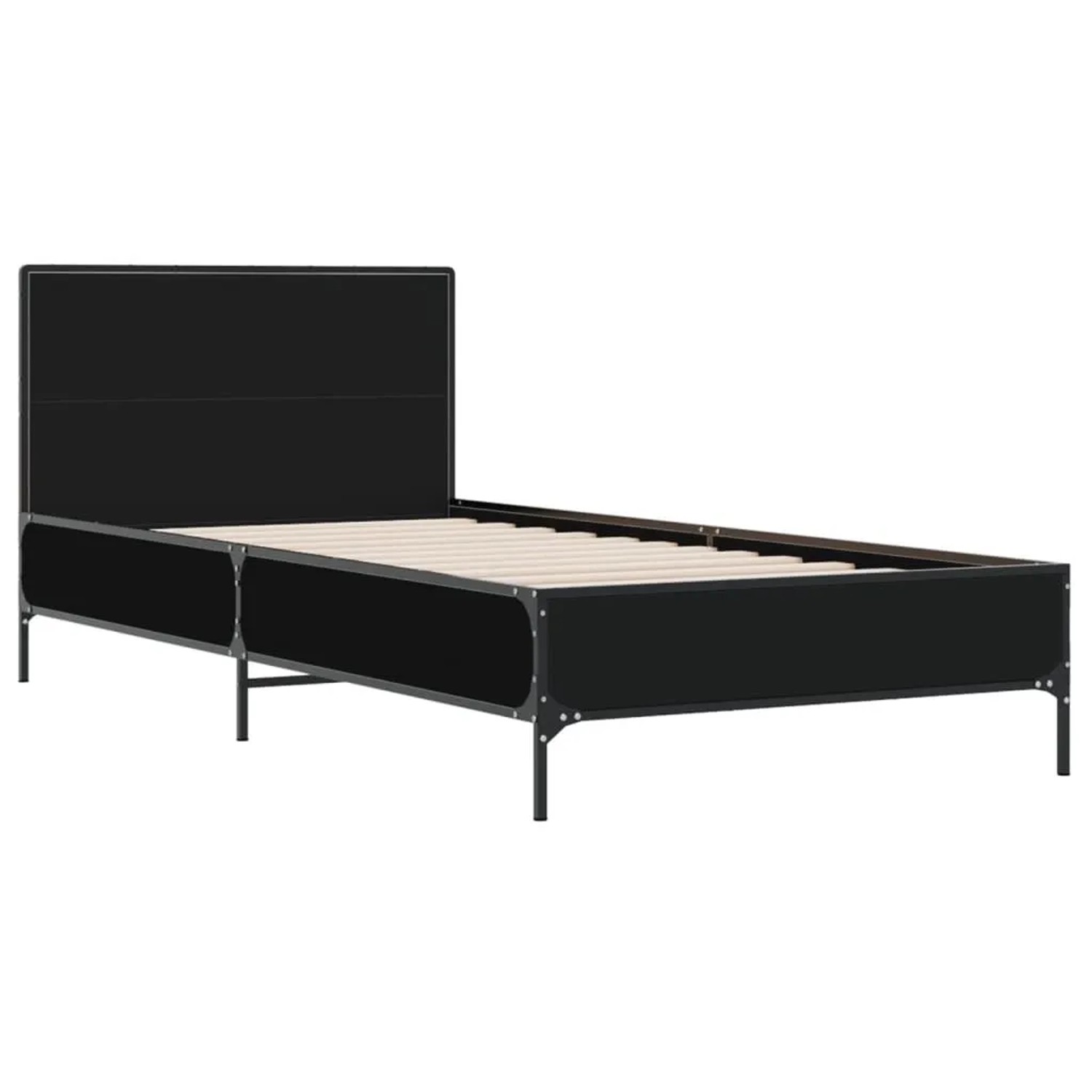 vidaXL Bettgestell Schwarz 75x190 cm Holzwerkstoff und Metall 845557 günstig online kaufen