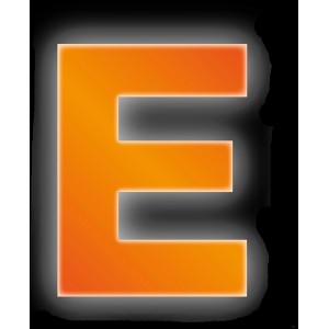 Reflektierender, orangefarbener Klebebuchstabe "E" (8 cm) für Hausnummern und Beschriftungen.