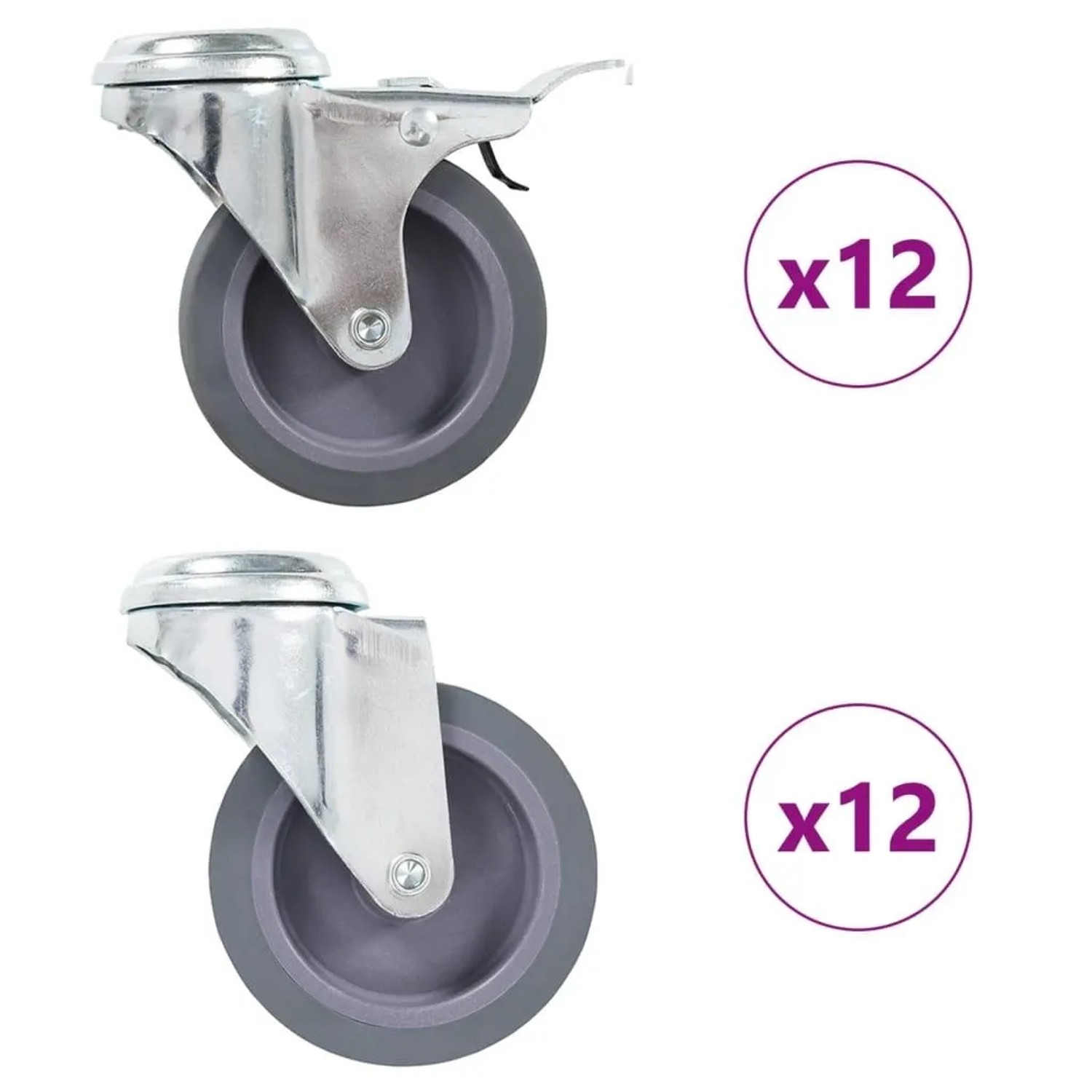 vidaXL 24 Stk Lenkrollen mit Rückenloch 75 mm 277889