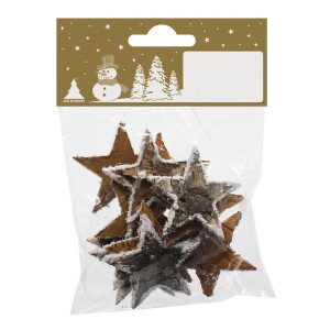 Rindensterne mit Schneekante, 12 Stück, 45 cm, Weihnachtsdekoration.