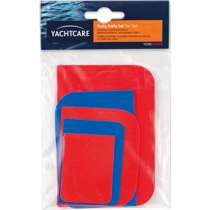 Yachtcare Kunststoffspachtel 5er-Set, rot und blau, verschiedene Größen.