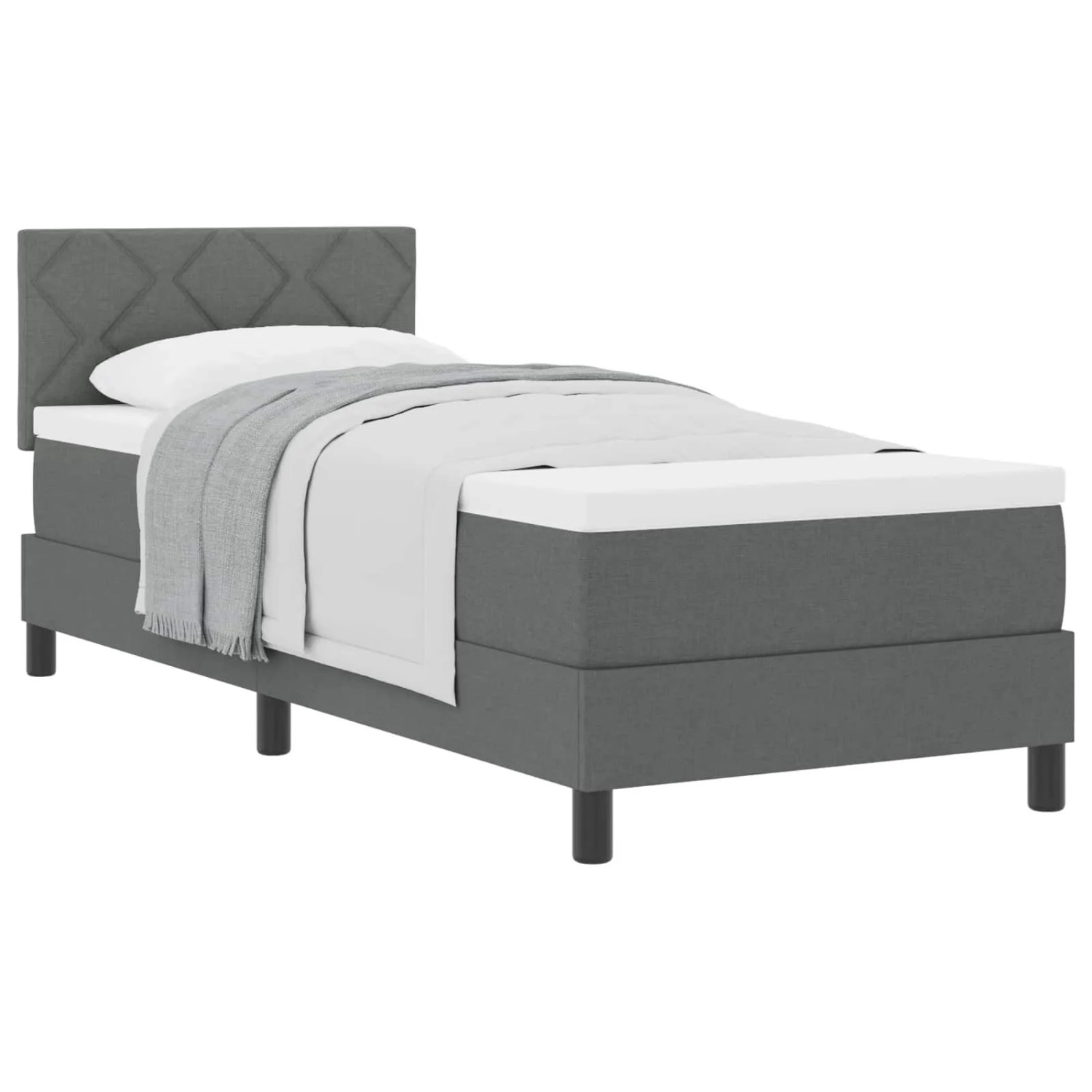 vidaXL Boxspringbett mit Matratze Dunkelgrau 80 x 200 cm Stoff 3338721