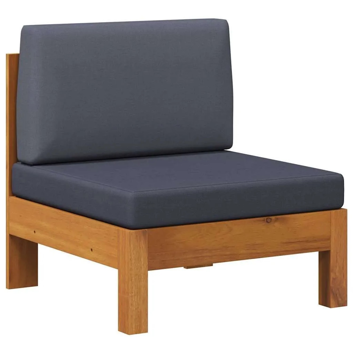 vidaXL Mittelsofa mit Dunkelgrauen Kissen Massivholz Akazie 310647