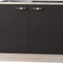 Optifit Spülenunterschrank Faro220, 100cm, anthrazit-braun mit Spüle und zwei Türen.
