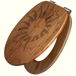 Banjado WC-Sitz aus Bambus mit Astronomie-Gravur und Absenkautomatik.