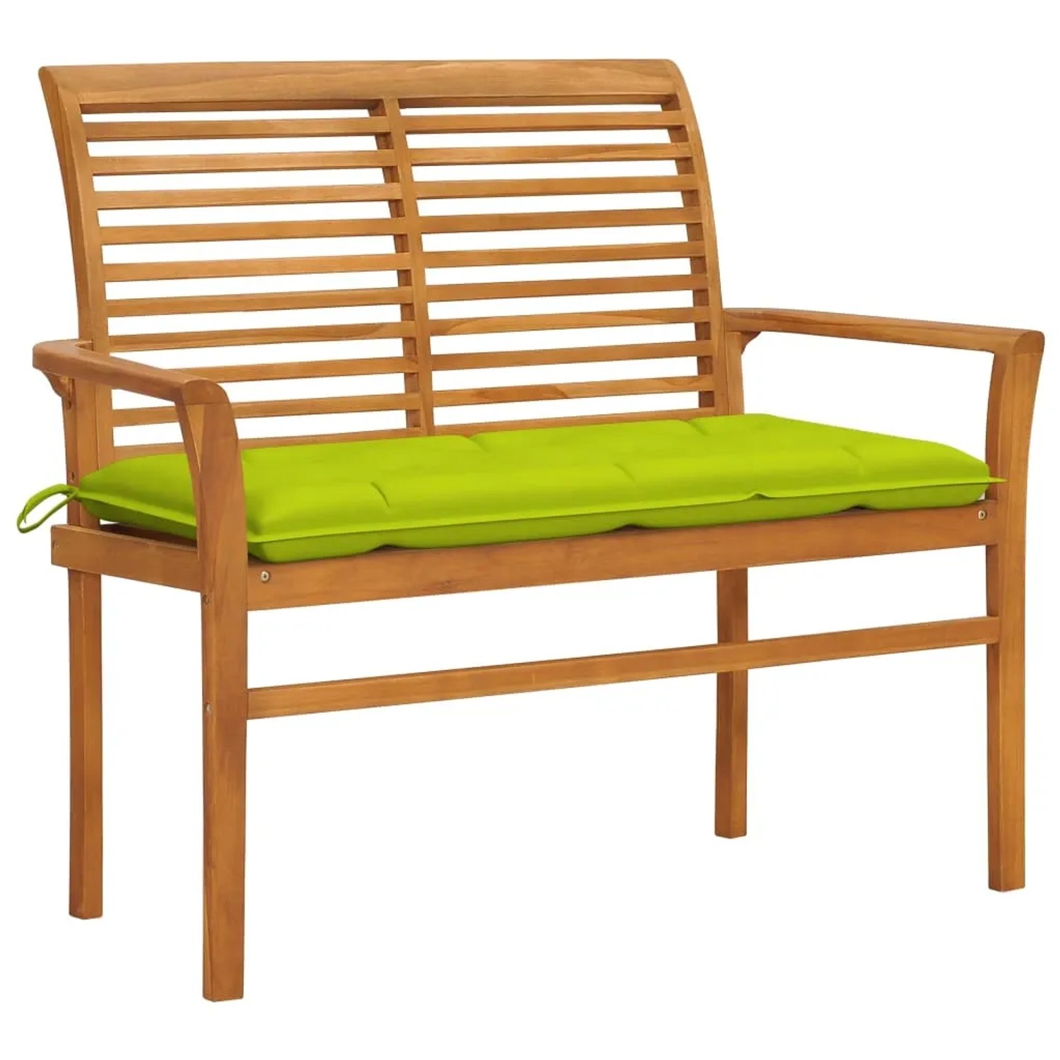 vidaXL Gartenbank mit Hellgrüner Auflage 112 cm Massivholz Teak 3062675
