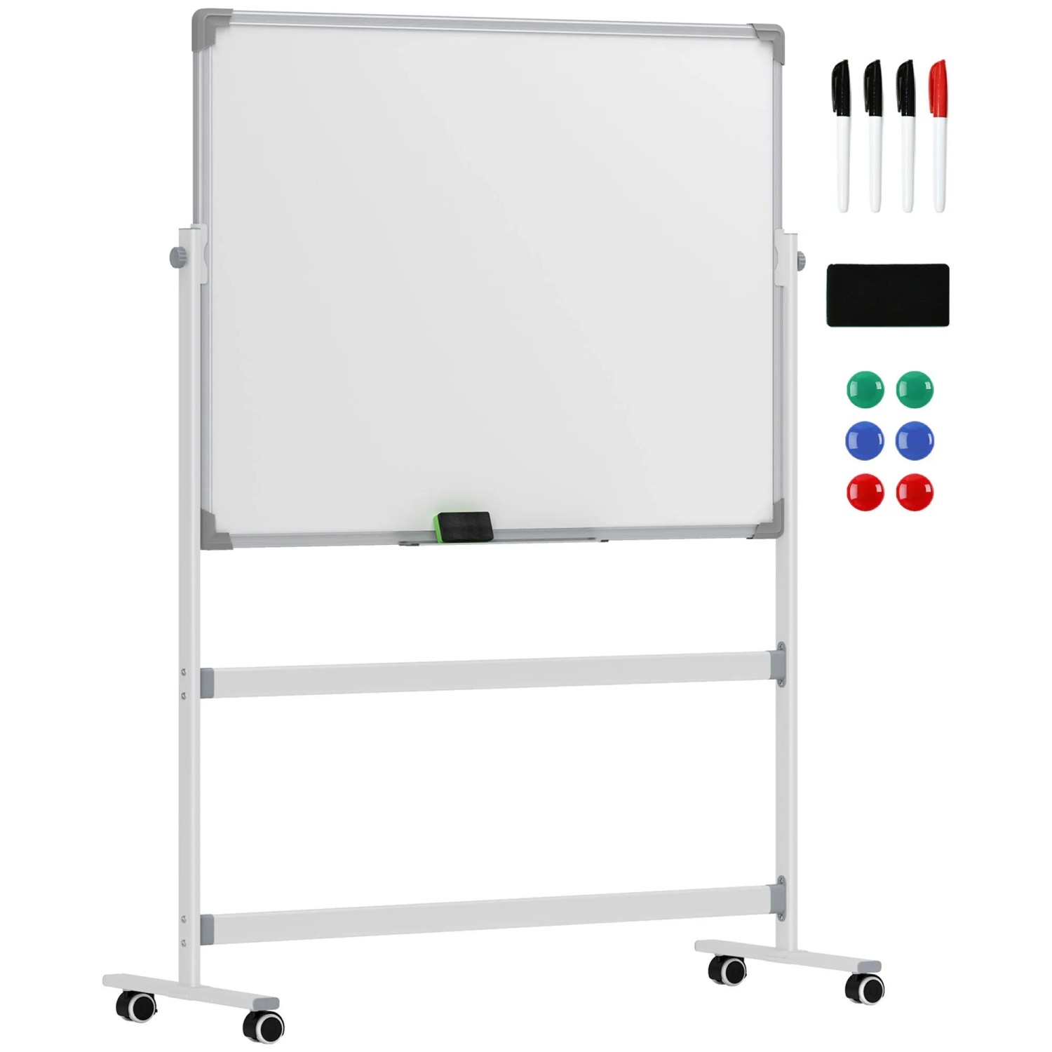 HOMCOM Whiteboard  Verzinkte Platte Aluminiumlegierung Weiß 127L x 50B x 165H cm