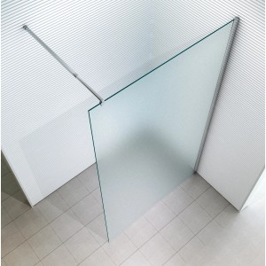 Glaszentrum Hagen Walk-In Duschwand, 140x200cm, satiniert, mit Stabilisationsstange.