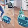 Leifheit Clean Twist M Ergo Bodenwischer-Set mit Eimer und Schleuder in Türkis und Grau.