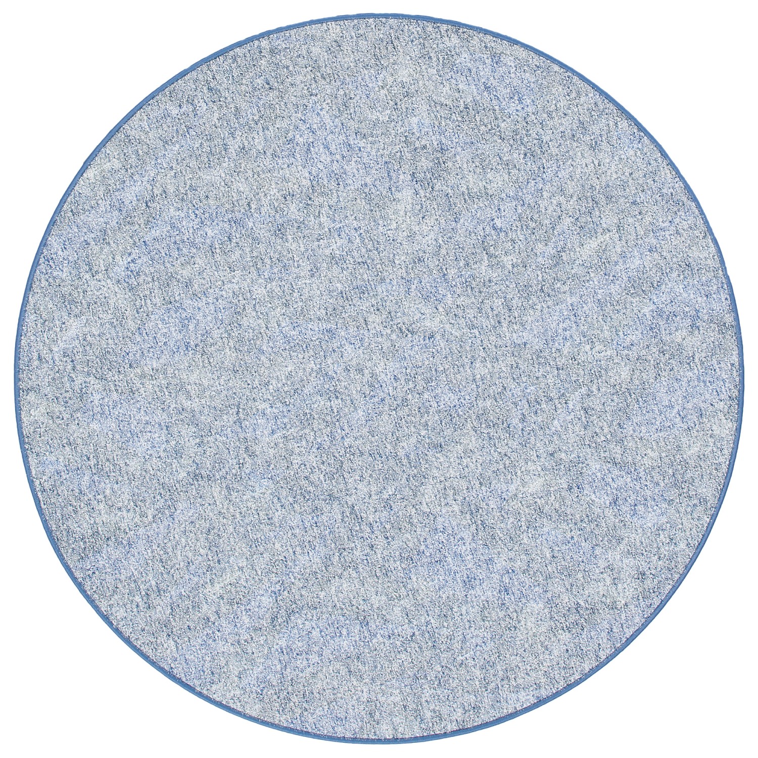 Blauer, runder Schlingenteppich Memory Meliert (100cm) von Snapstyle. Kurzflorteppich für Wohnräume.