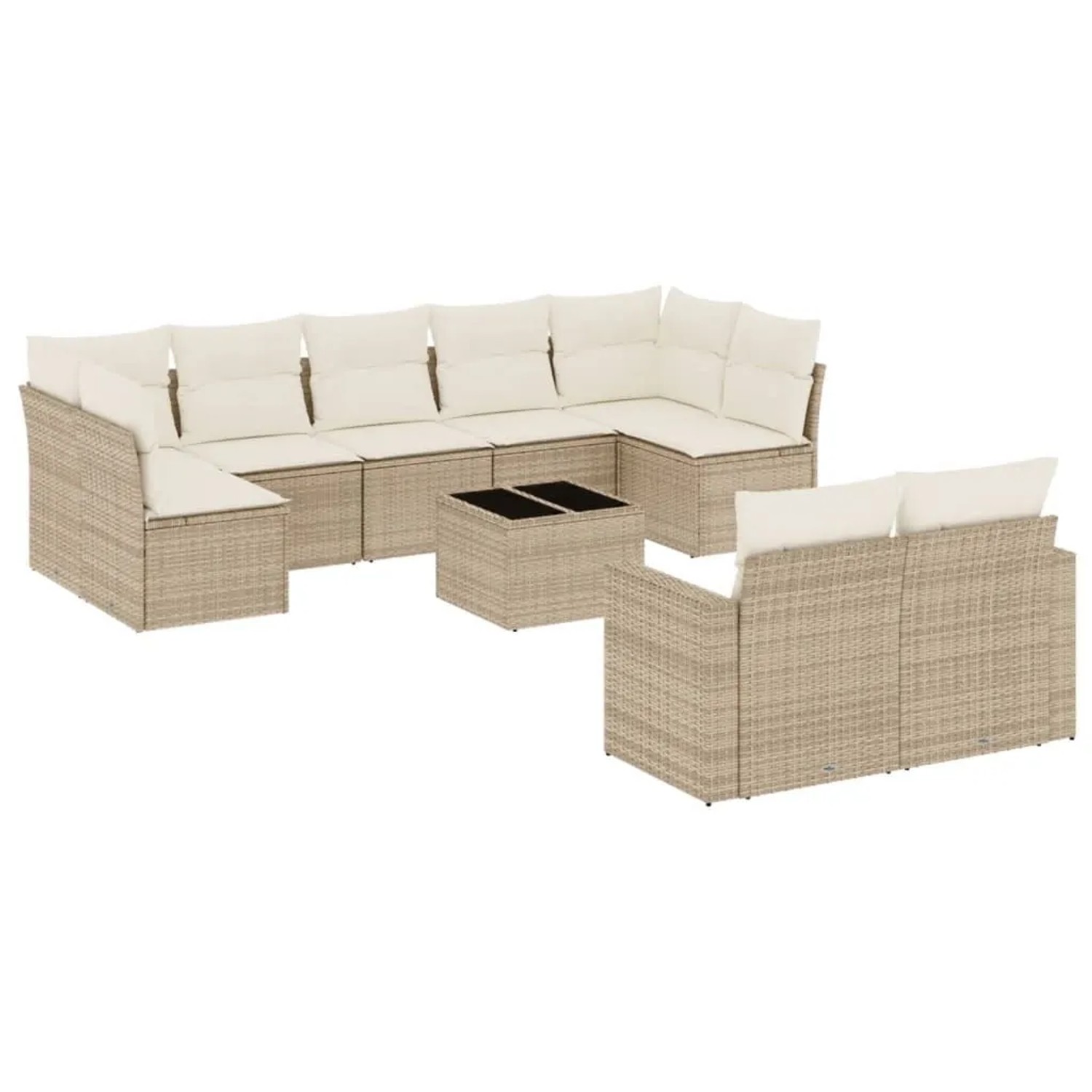Thumbnail - vidaXL 10-Tlg Garten-Sofagarnitur mit Kissen Beige Poly Rattan 3251765