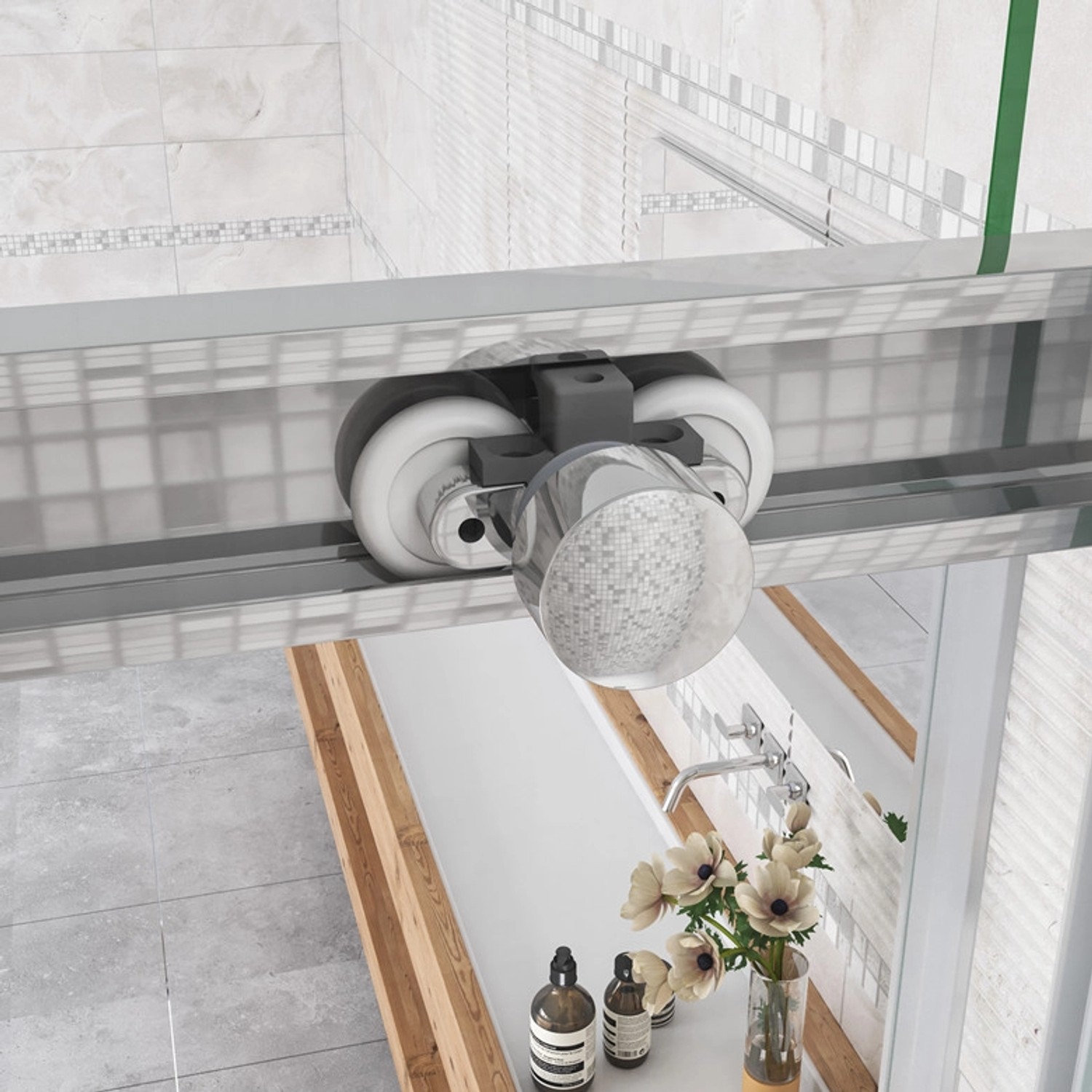 Duschparadies Nischentür Duschtür 100x195cm Schiebetür 6mm Sicherheitsglas Dusche Duschabtrennung Hochglanz Verchromt_6