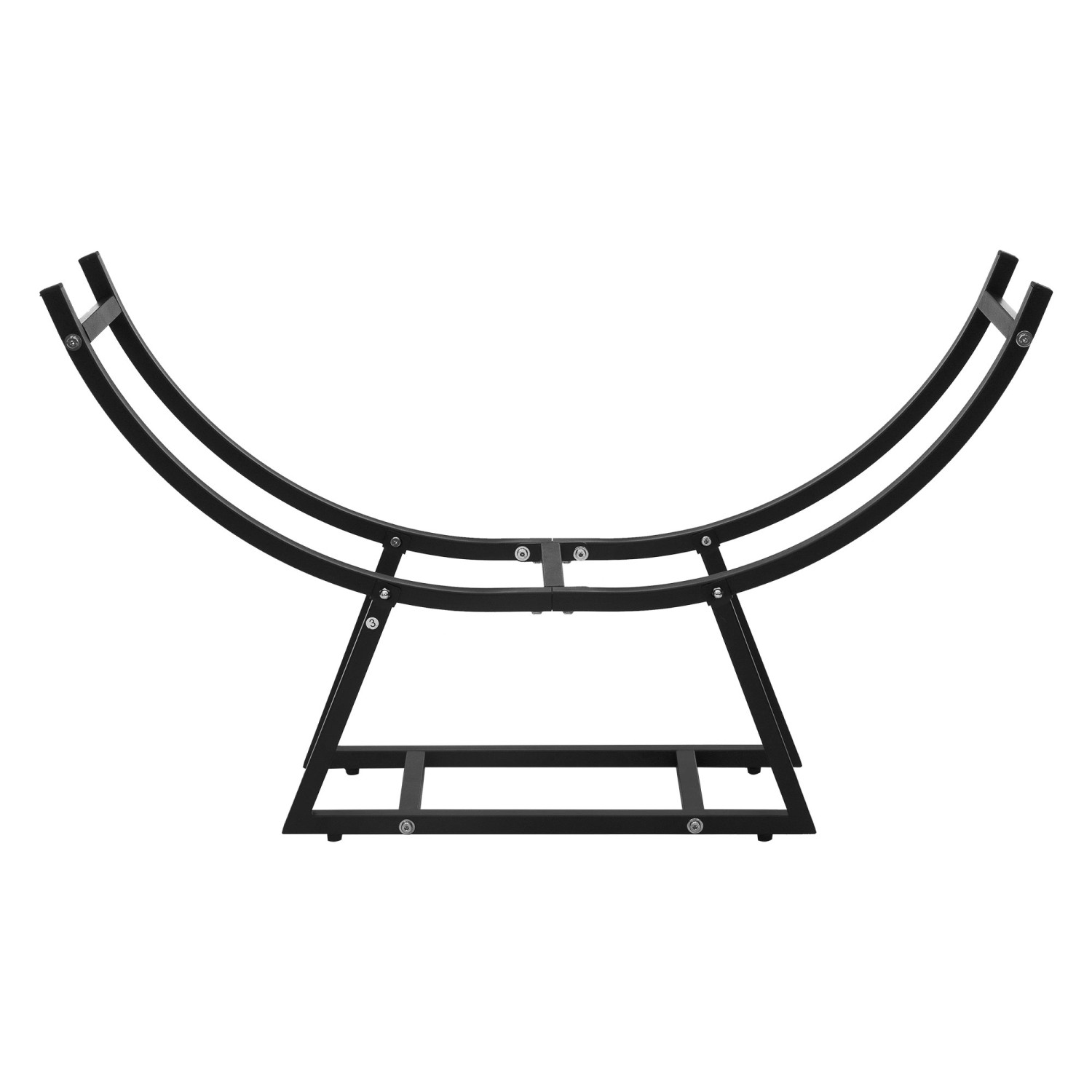 Schwarzes, U-förmiges Kaminholzregal (55x94x21 cm) von ML-Design aus Metall für drinnen und draußen.