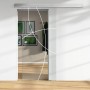 Glasschiebetür mit Lasermattierung und weißem Linien-Dekor. Glastür für den Innenbereich.