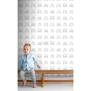 ESTAhome Tapete Gezeichnete Oldtimer Im Vintage Look Schwarz Und Weiß 53 Cm X 1005 Cm 138941