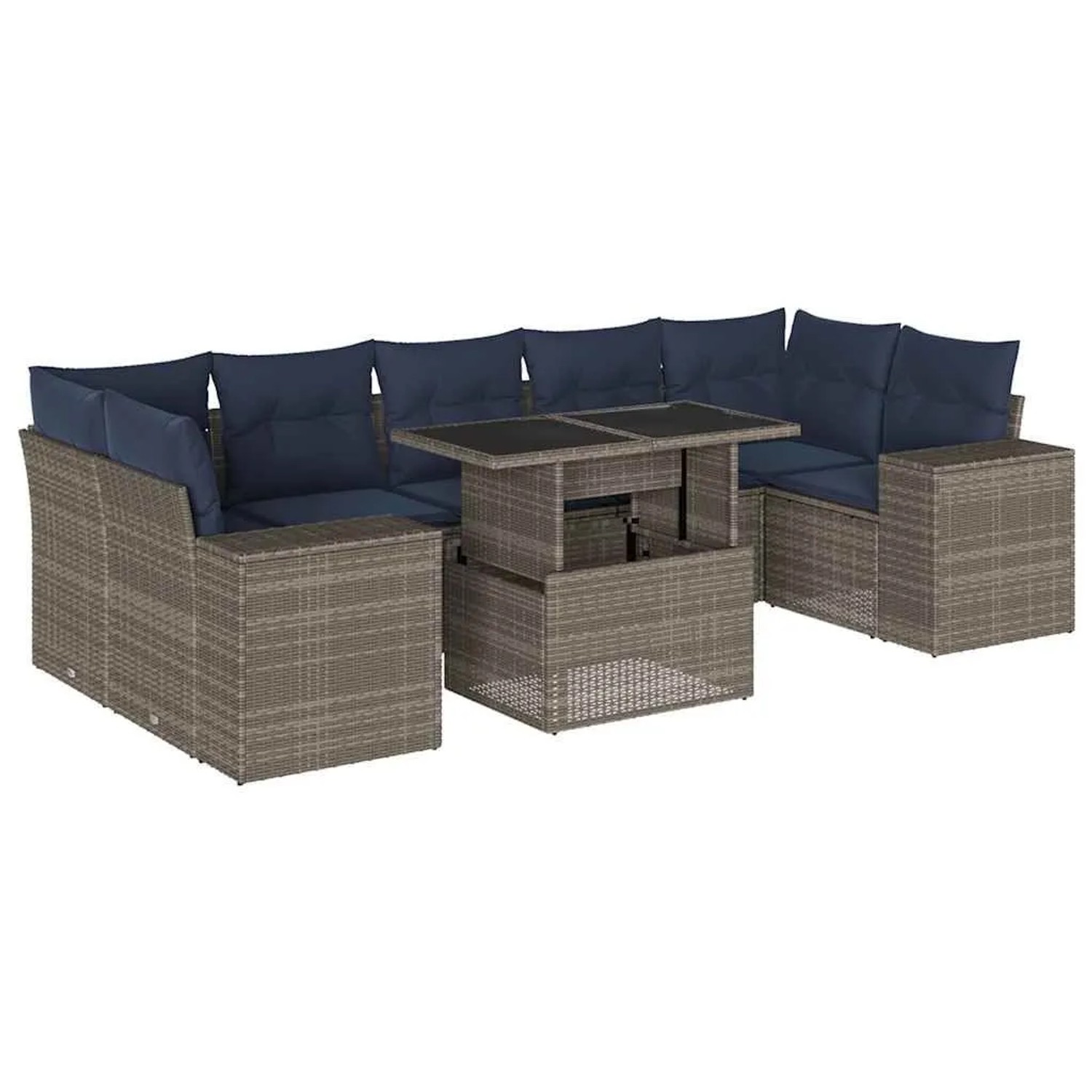 vidaXL 8-Tlg Gartensofa-Set mit Kissen Grau Polyrattan 3269041 günstig online kaufen