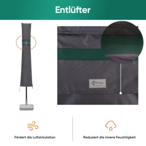 Sekey Schutzhülle für Sonnenschirm 350 cm und 300x200 cm, wasserdicht, Polyester, mit Entlüfter.