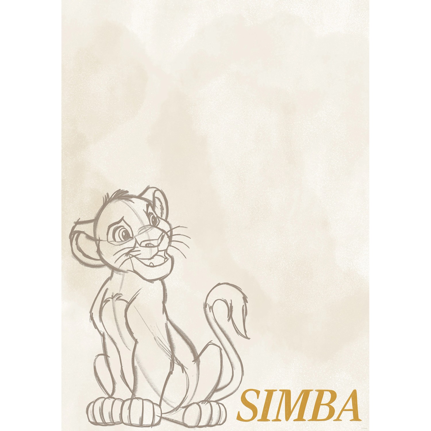 Komar Wandbild Disney The Lion King Simba Sketch 50 cm x 70 cm Beige günstig online kaufen