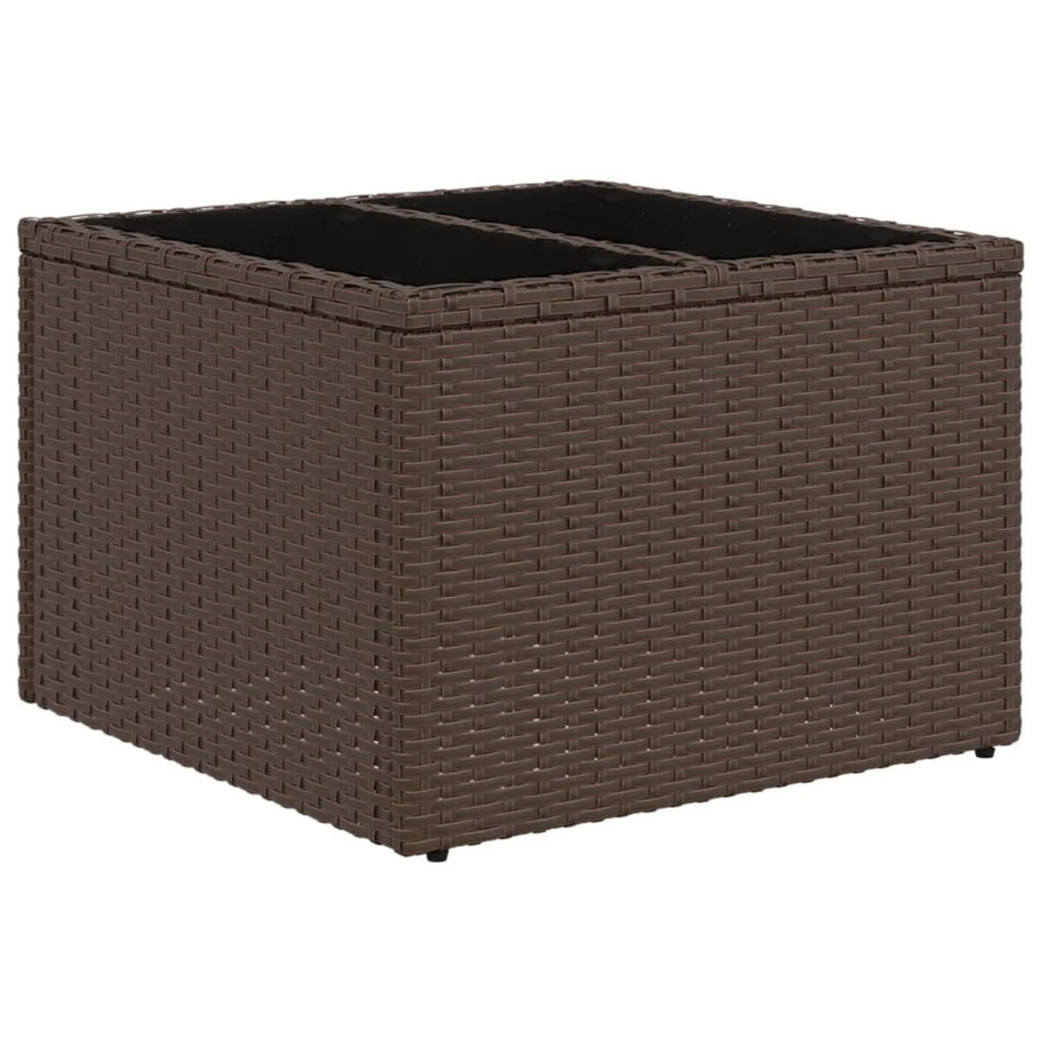vidaXL Gartentisch mit Glasplatte Braun 55x55x37 cm Poly Rattan 366207