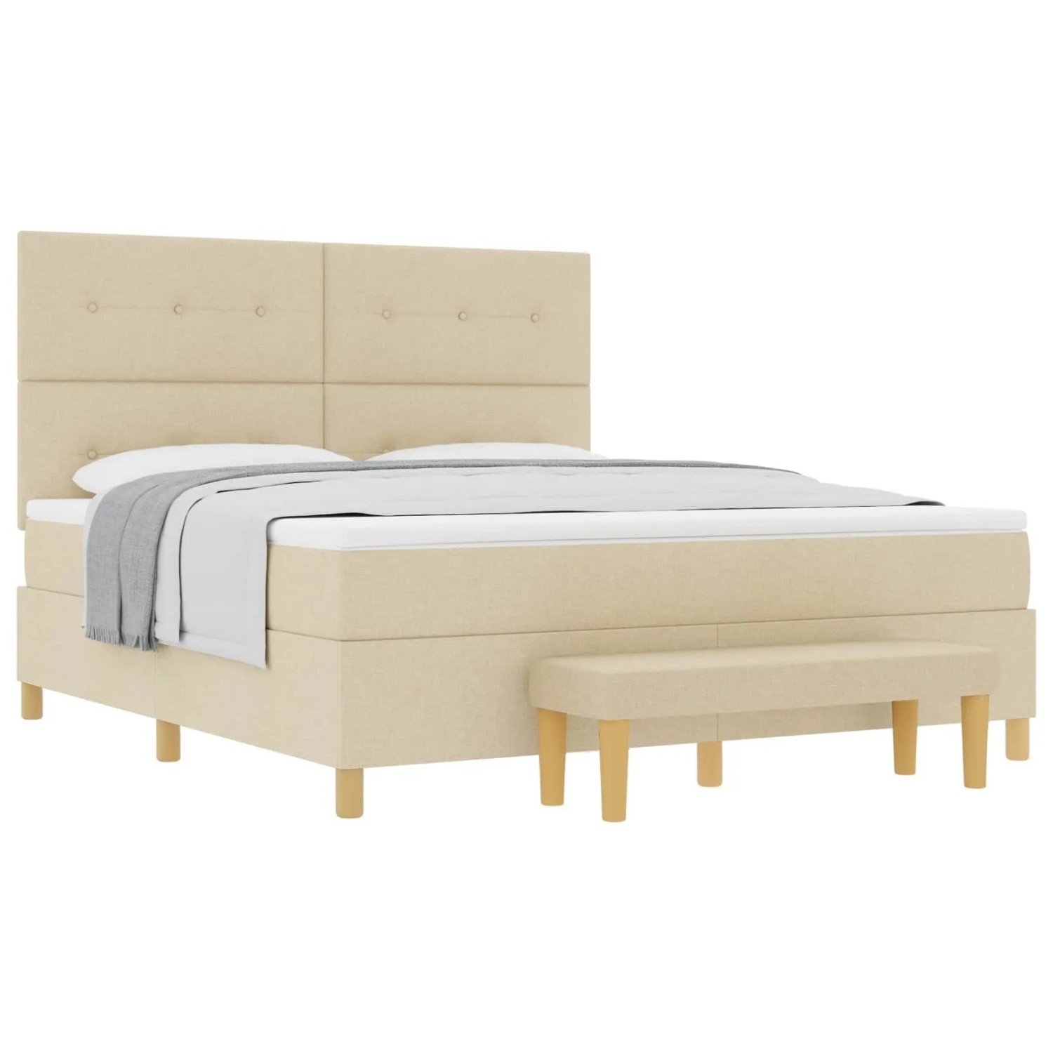 vidaXL Boxspringbett mit Matratze Creme 180 x 200 cm Stoff 3344322