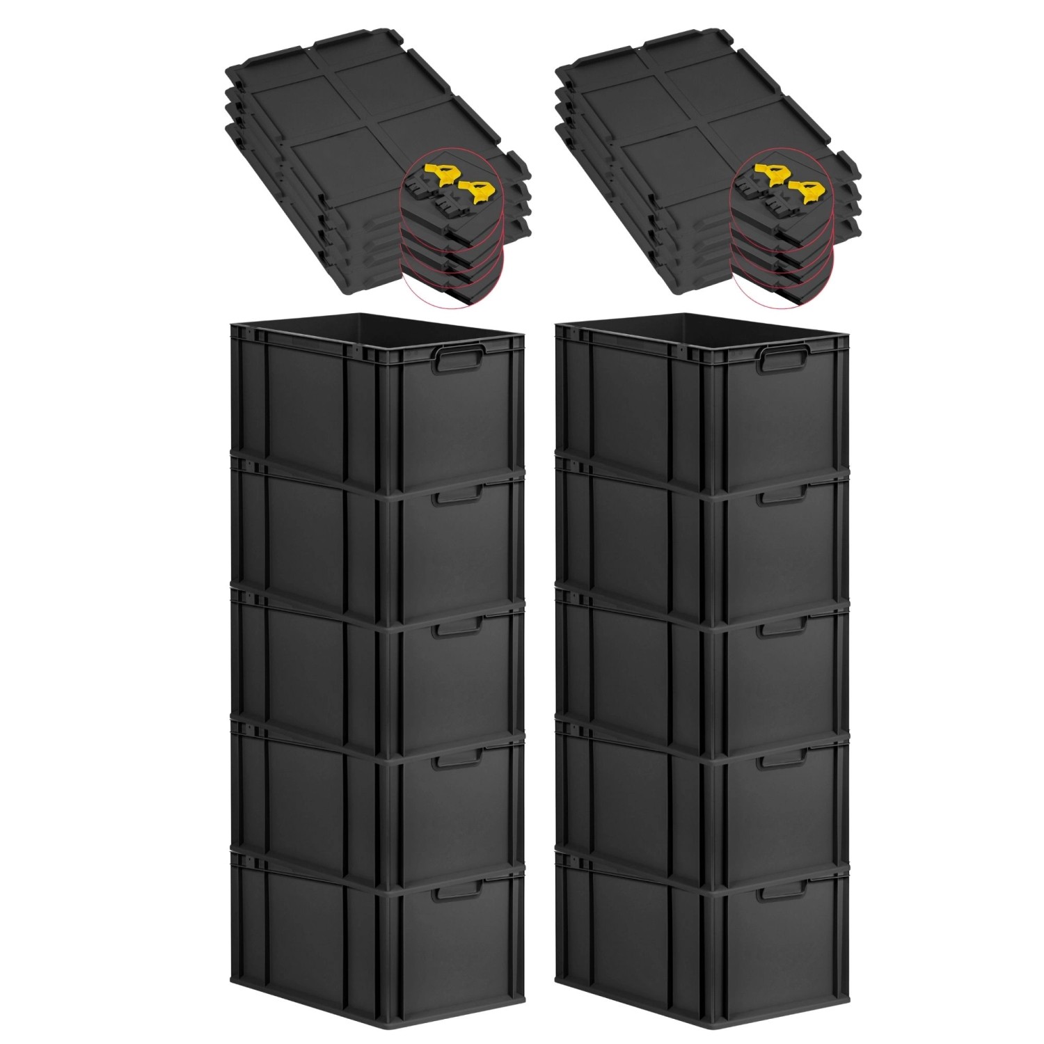PROREGAL SuperSparSet 10x Eurobox Nextgen Grip Mit Scharnierdeckel Und Gelb günstig online kaufen