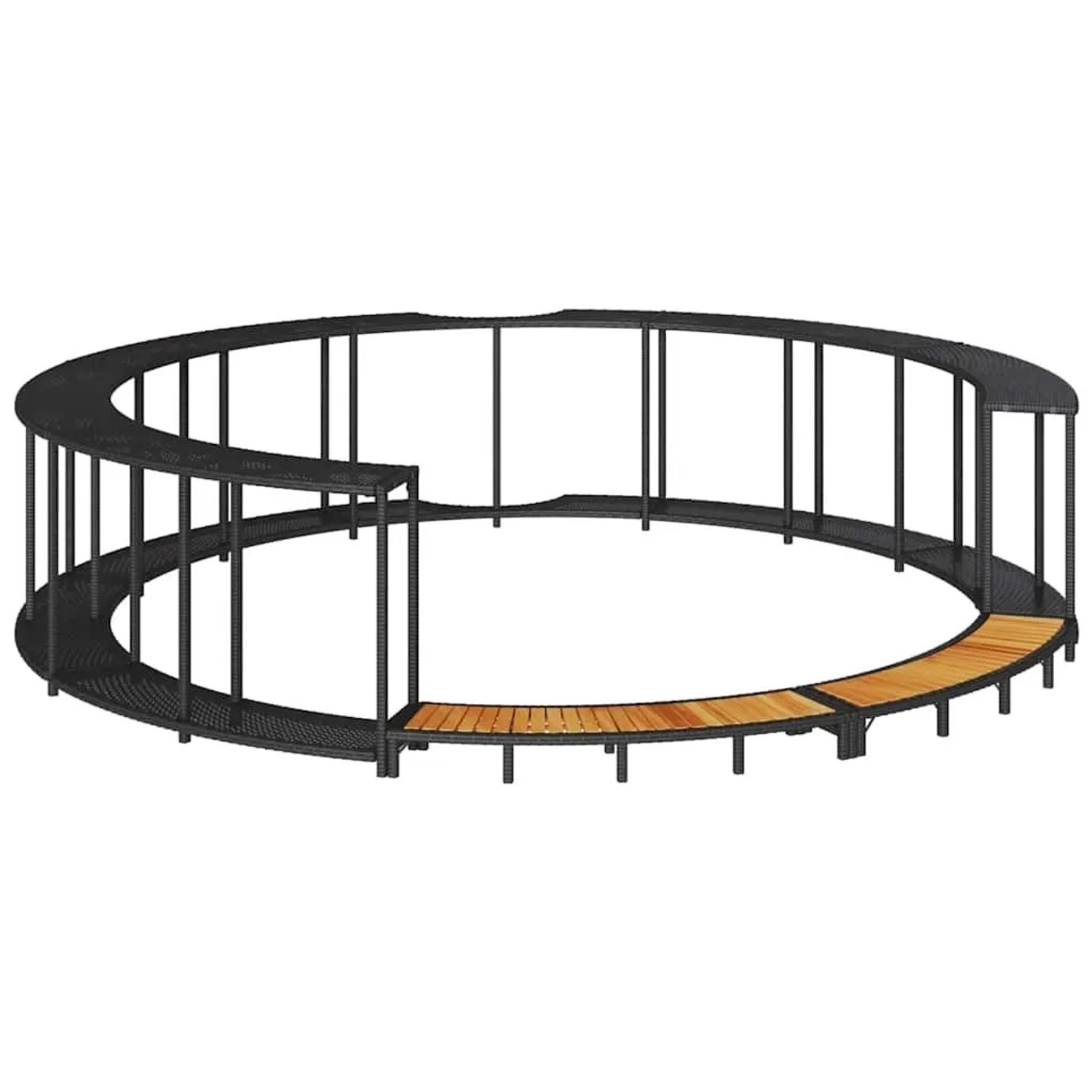vidaXL Whirlpool-Umrandung mit Stauraum Holztreppe Schwarz Poly Rattan 365610