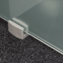 Detailaufnahme: Satinierte Glasschiebetür mit wellenförmigem Design und Bodenführung.