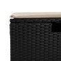 Detailaufnahme: Schwarze vidaXL Garten-Sofagarnitur aus Rattan mit beigem Kissen.