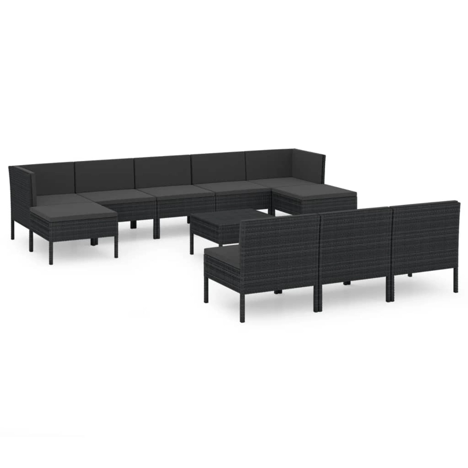 vidaXL 11-tlg Garten-Lounge-Set mit Auflagen Poly Rattan Schwarz Modell 22 günstig online kaufen