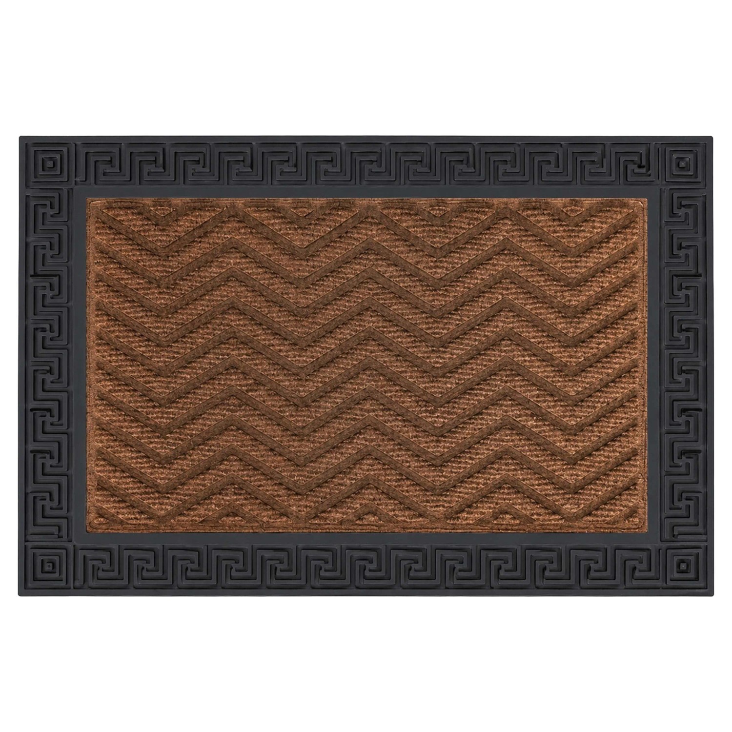 Relaxdays Fußmatte Polypropylen Braun Zickzack Rutschfest 60 cm x 40 cm x 1 cm 1,4 kg