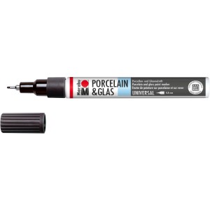Marabu Porcelain & Glas Painter, Schwarz, 0,8 mm Strichstärke. Ideal zum Bemalen von Porzellan und Glas.