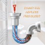 Bestlivings Abflussreiniger im Einsatz: Abflussschlange beseitigt Verstopfung im Waschbecken.