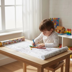 Relaxdays Ausmaltischdecke 2er Set Papier Weiß Selbstklebend Fahrzeuge 3 m