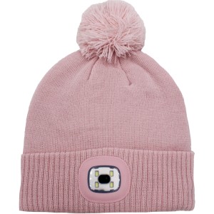 Rosa LED Mütze mit Bommel für Arbeitskleidung und Outdoor-Aktivitäten.