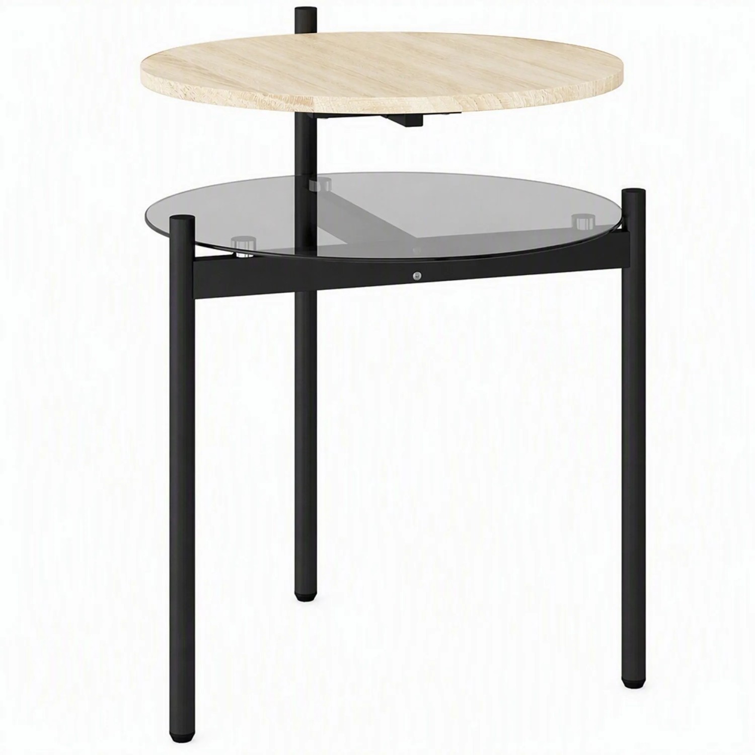 HOMCOM Beistelltisch Spanplatte Glas 41,8 x 39,8 x 53,5 cm Eiche