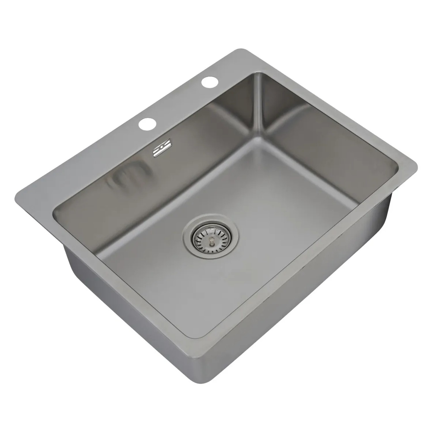 Respekta Einbauspüle Chicago, 60x50 cm, Edelstahlspüle mit Hahnlochbank und Ab- und Überlaufgarnitur.