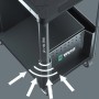 Detailaufnahme: Wera Werkstattwagen 9700 Tool Rebel, robuste Bauweise mit Rollen und Ablageflächen.