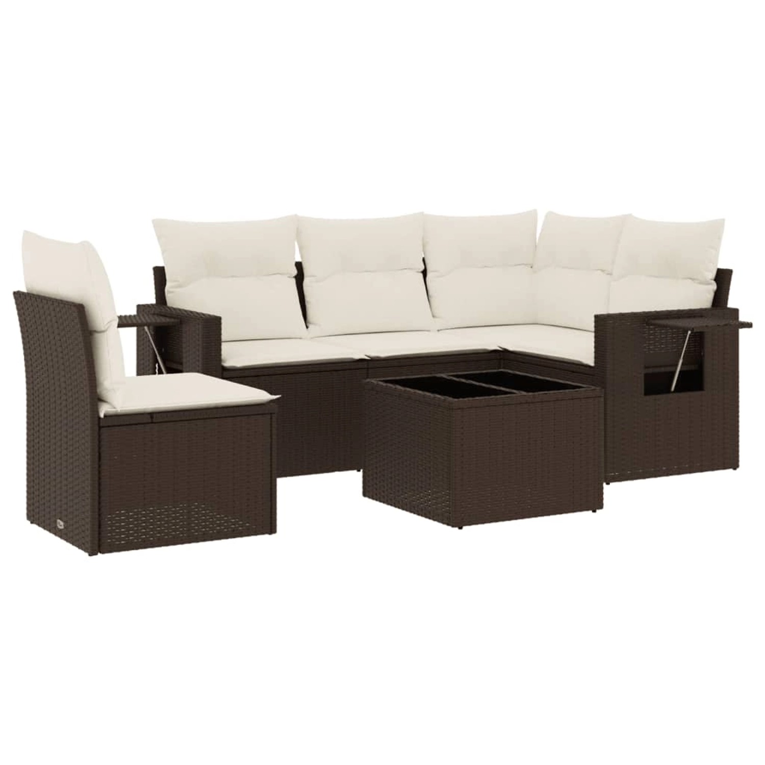 vidaXL 6-Tlg Garten-Sofagarnitur mit Kissen Braun Poly Rattan 3220182 günstig online kaufen